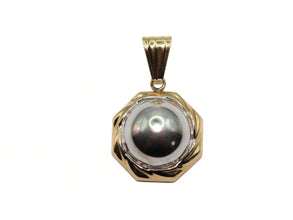 14K Genuine Yellow White Gold Two Tone Pendant Diamond Cut Finish Unisex