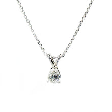$3500 0.42Ct Tear Drop Solitaire Diamond Necklace 14Kt White Gold - Esmeralda Jewels 