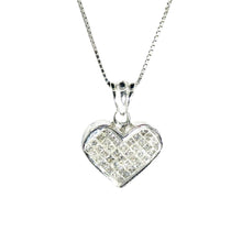 $3900 1.25 Ct White Gold Invisilbe Set Princess Diamond Heart Pendant 14Kt - Esmeralda Jewels 