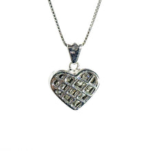 $3900 1.25 Ct White Gold Invisilbe Set Princess Diamond Heart Pendant 14Kt - Esmeralda Jewels 