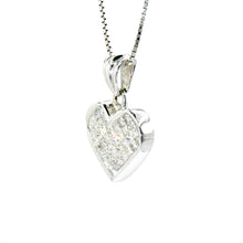 $3900 1.25 Ct White Gold Invisilbe Set Princess Diamond Heart Pendant 14Kt - Esmeralda Jewels 