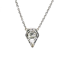 $4900 0.55Ct Vintage Tear Drop Solitaire Diamond Necklace 14Kt White Gold - Esmeralda Jewels 