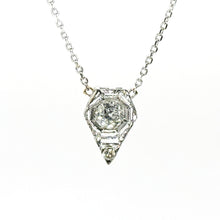 $4900 0.55Ct Vintage Tear Drop Solitaire Diamond Necklace 14Kt White Gold - Esmeralda Jewels 