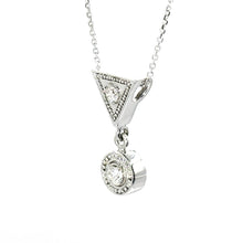 $2900 0.25Ct Vintage Tear Drop Solitaire Diamond Necklace 14Kt White Gold - Esmeralda Jewels 