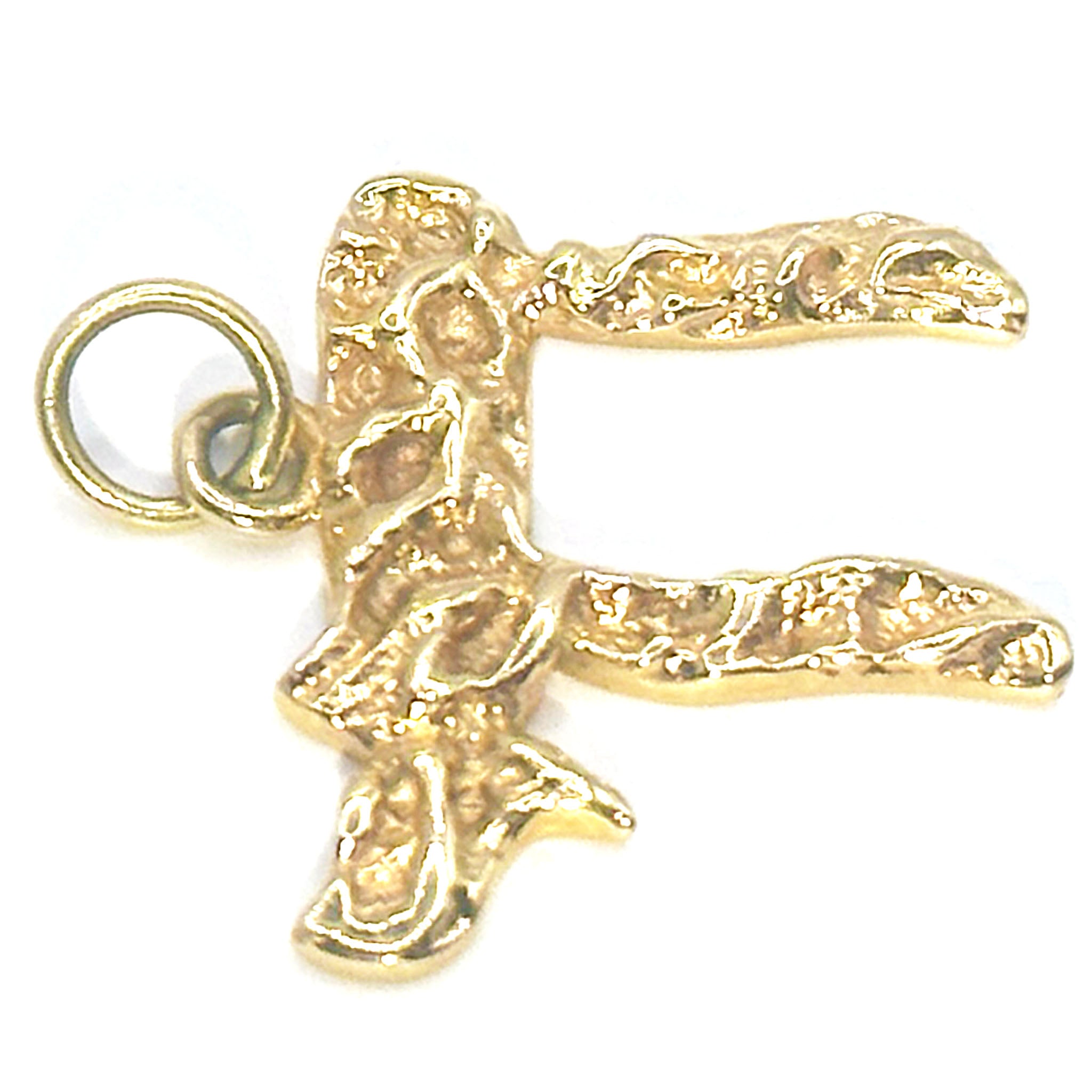 $950 14Kt Yellow Gold Naget Design Chai Pendant