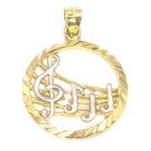 $550 14Kt Yellow Gold Diamond Cut Musical Note Charm