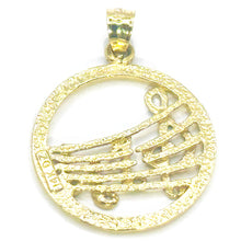$550 14Kt Yellow Gold Diamond Cut Musical Note Charm