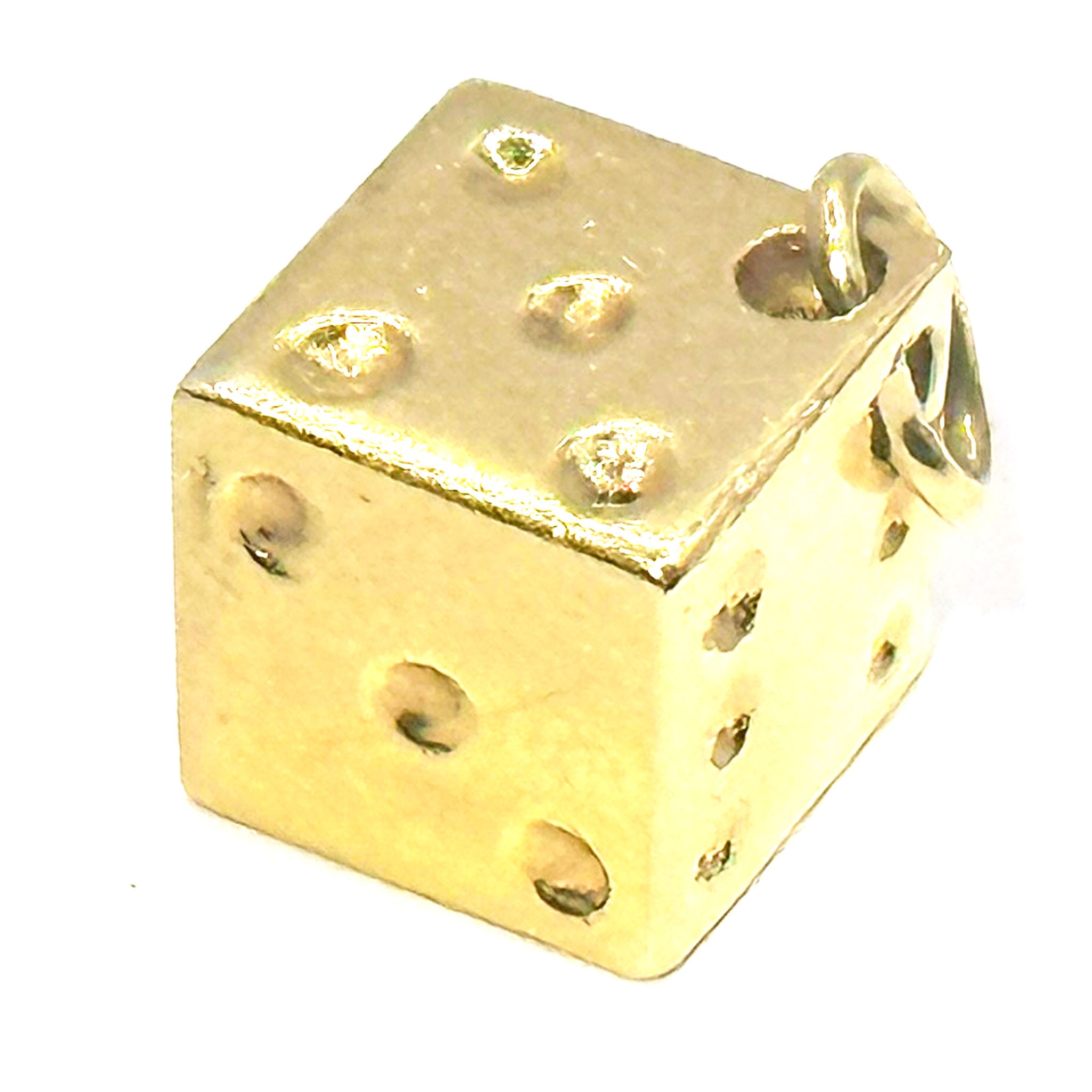 $360 14Kt Yellow Gold Three Dimensional Dice Charm