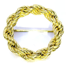 $2900 14KT Yellow Gold Circle Twist Rope Design Brooch Pin