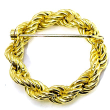 $2900 14KT Yellow Gold Circle Twist Rope Design Brooch Pin