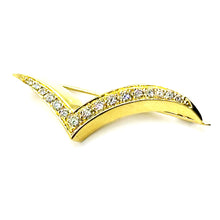 $2900 18Kt Yellow Gold V Shape 0.50Ct Diamond Brooch Pin