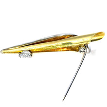$3900 18Kt Yellow and White Gold Tulip Flower 0.10Ct Diamond Brooch Pin