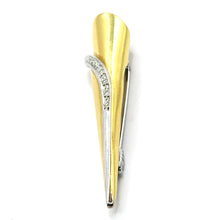 $3900 18Kt Yellow and White Gold Tulip Flower 0.10Ct Diamond Brooch Pin