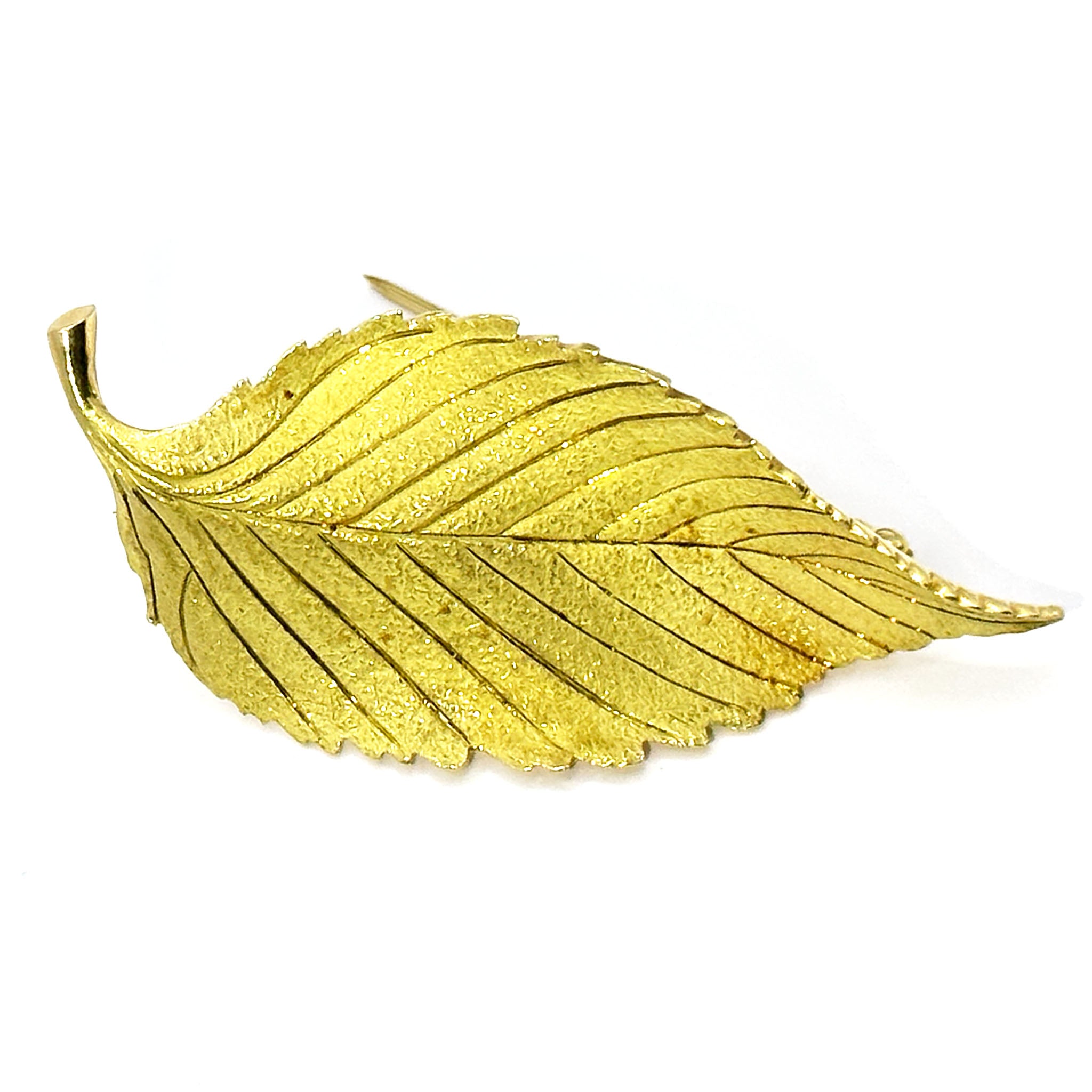 $5800 18Kt Yellow Gold Tiffany and Co Leaf Brooch Pin