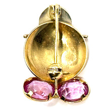 $800 14Kt White and Yellow Gold Pink Rose Quartz Clown Pin Brooch