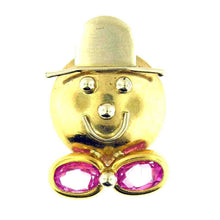 $800 14Kt White and Yellow Gold Pink Rose Quartz Clown Pin Brooch