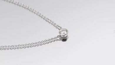 0.90 Ct  Natural Diamond Bezel Set Solitaire Platinum Pendant Necklace