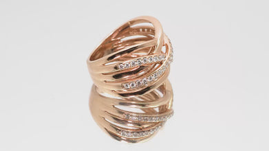 0.615 Ct Rose Gold Crisscross Natural Fashion Diamond Ring 14Kt