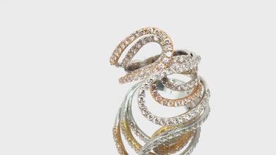 2.73 Ct Natural Diamond Cocktail Ring Two-Tone 18 KT White and Yellow Gold