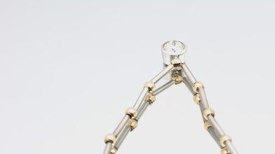 0.72 Ct Yellow  and White Gold Natural Diamond Solitaire Bezel Necklace 14 KT