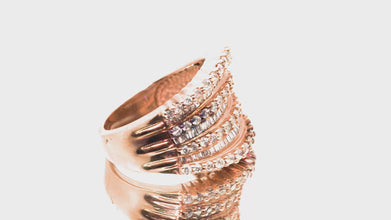 1.60 Ct Rose Gold Natural Baguette and Round Diamond Anniversary Ring