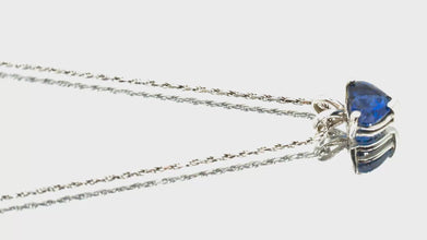 1.48ct White Gold Heart Shape Sapphire Pendant Necklace 14kt White Gold