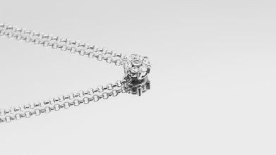 0.32 Ct White Gold Diamond Flower Pendant 18kt Adjustable Chain