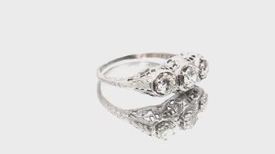 1950's Antique Style 14 KT White Gold 0.84 Ct Natural Diamond Filigree Women's Ring