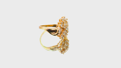 0.67Ct Natural Baguette and Round Diamond Cocktail Ring 14 Kt Yellow Gold
