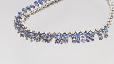 11.49 Ct White Gold Teardrop Sapphire and Diamond Necklace 14kt