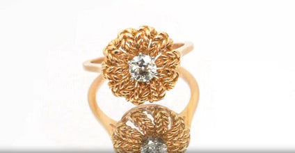 0.38 Ct Natural Diamond Antique 18kt Yellow Gold Solitaire Ring