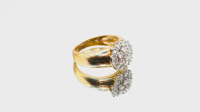 1.10Ct Yellow and White Gold Natural Diamond Women's Fashion Cocktail Ring 18Kt