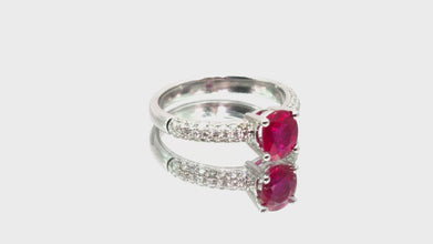 1.77Ct Natural Ruby and Diamond Pave Set Ring 18Kt White Gold