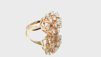 2.50 Ct Natural Diamond Yellow Gold Abstract Flower Cocktail Ring 14kt