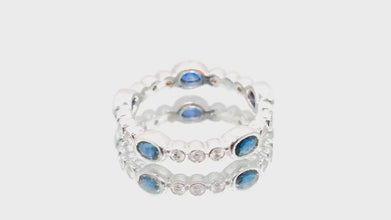 1.475Ct White Gold Natural Sapphire and Diamond Anniversary Wedding Band 18kt