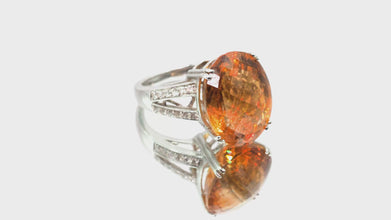 17.61Ct White Gold Natural Citrine and Diamond Fashion Ring 14Kt