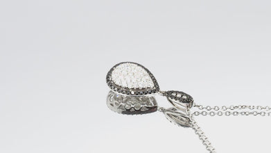 0.96ct White Gold Black and White Natural Diamond Tear Drop Necklace 18kt