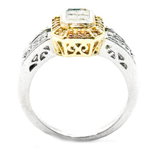 $3900 0.75Ct Yellow and White Gold Princess Cut Diamond Ring 14Kt