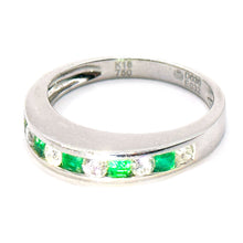$3900 0.62Ct Emerald and Diamond Wedding Band 18Kt White Gold
