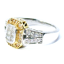 $3900 0.75Ct Yellow and White Gold Princess Cut Diamond Ring 14Kt