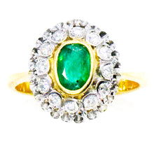 $2900 0.85Ct Russian Style Emerald and Diamond Ring Two Tone 14Kt