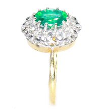 $3500 1.58Ct Russian Style Emerald and Diamond Ring Two Tone 14Kt