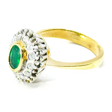 $2900 0.85Ct Russian Style Emerald and Diamond Ring Two Tone 14Kt