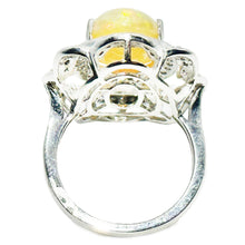 $8600 5.05Ct White Gold Antique Design Opal and Diamond Cocktail Ring 14Kt