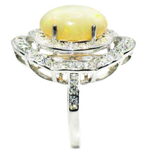 $8600 5.05Ct White Gold Antique Design Opal and Diamond Cocktail Ring 14Kt