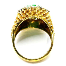$7500 Antique 3.50Ct Gold Women's Jade and Diamonds Cocktail 1950's Ring 18Kt