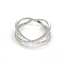 $3800 0.50 Ct White Criss Cross Pave Diamond ring 14 Kt - Esmeralda Jewels 