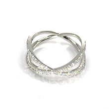 $3800 0.50 Ct White Criss Cross Pave Diamond ring 14 Kt - Esmeralda Jewels 