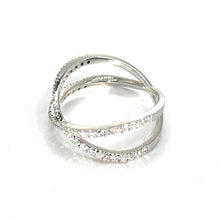 $3800 0.50 Ct White Criss Cross Pave Diamond ring 14 Kt - Esmeralda Jewels 