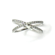 $3800 0.50 Ct White Criss Cross Pave Diamond ring 14 Kt - Esmeralda Jewels 